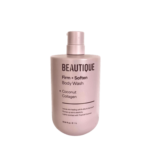 Beautique Firm + Soften Body Wash with Coconut & Collagen – hydrating and firming body cleanser for soft, smooth skin.