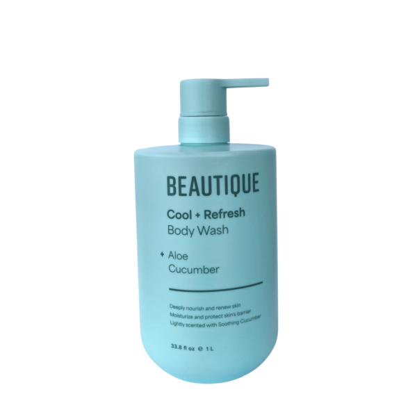 Bottle of Beautique Cool + Refresh Body Wash with Aloe and Cucumber