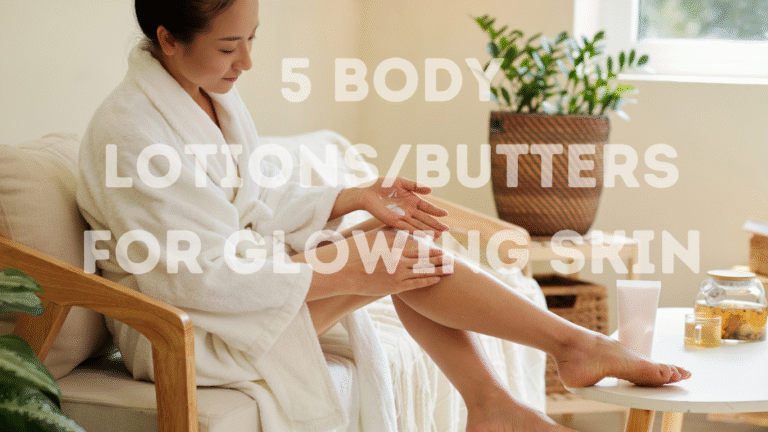 Picture of a woman applying body lotion