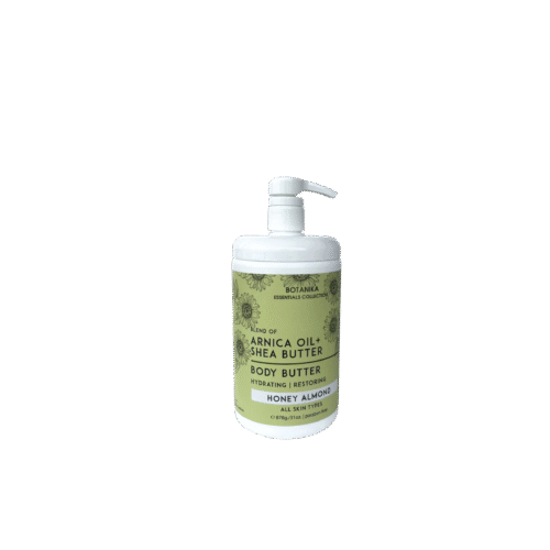 BOTANIKA Arnica Oil + Shea Butter Body Butter in Honey Almond – rich moisturizer to soothe, soften, and nourish skin.