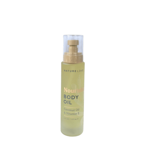 Nature Love Coconut Oil & Vitamin E Body Oil – hydrating skin oil for dry, rough, or dull skin with a non-greasy finish.