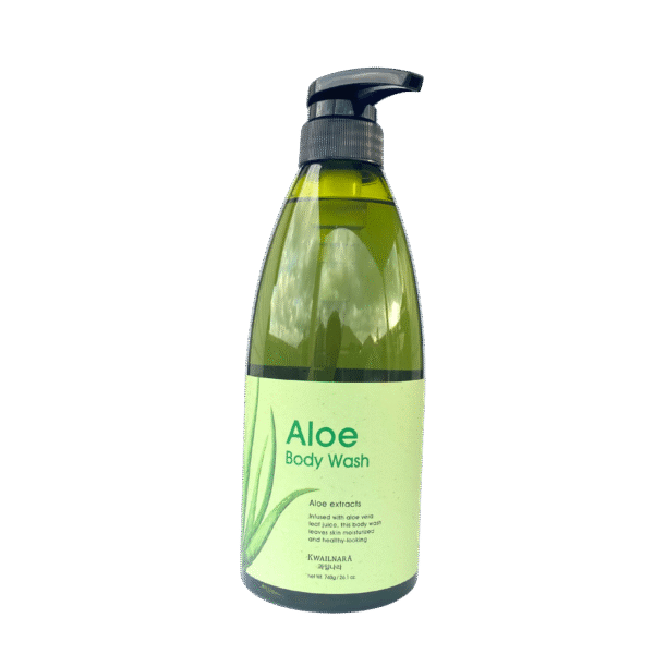 KWAILNARA Aloe Vera Body Wash in green bottle with hydrating formula for smooth and refreshed skin