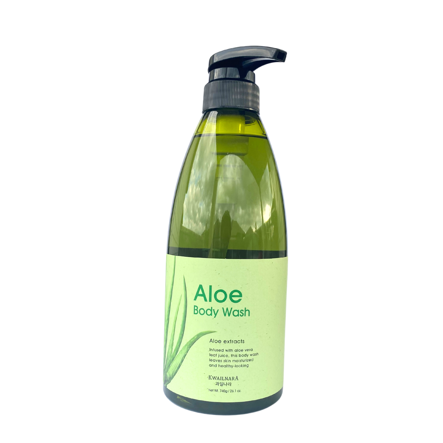 KWAILNARA Aloe Vera Body Wash in green bottle with hydrating formula for smooth and refreshed skin