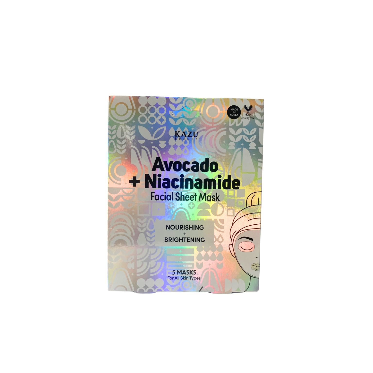 A Kazu Beauty Avocado + Niacinamide Facial Sheet Mask pack