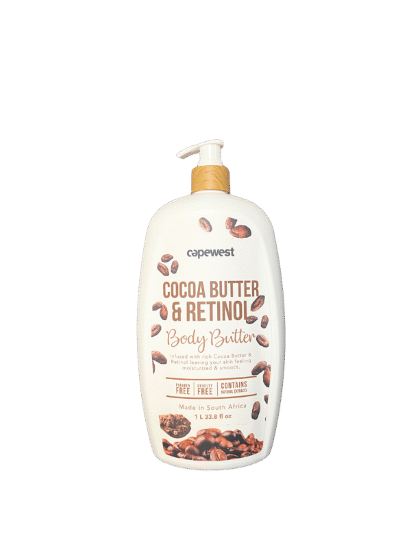 Capewest Cocoa Butter & Retinol Body Butter – Moisturizing cream in a wide container