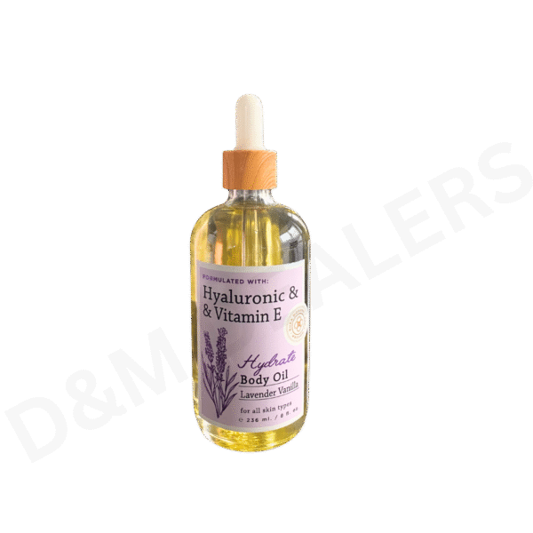 Hyaluronic & Vitamin E body oil website -2 Hyaluronic Acid & Vitamin E Hydrating Body Oil – Lavender Vanilla Moisturizing Oil for All Skin Types