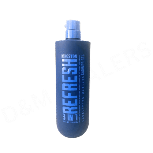 Kingston Refresh eucalyptus menthol shower gel bottle for cooling and energizing body cleansing