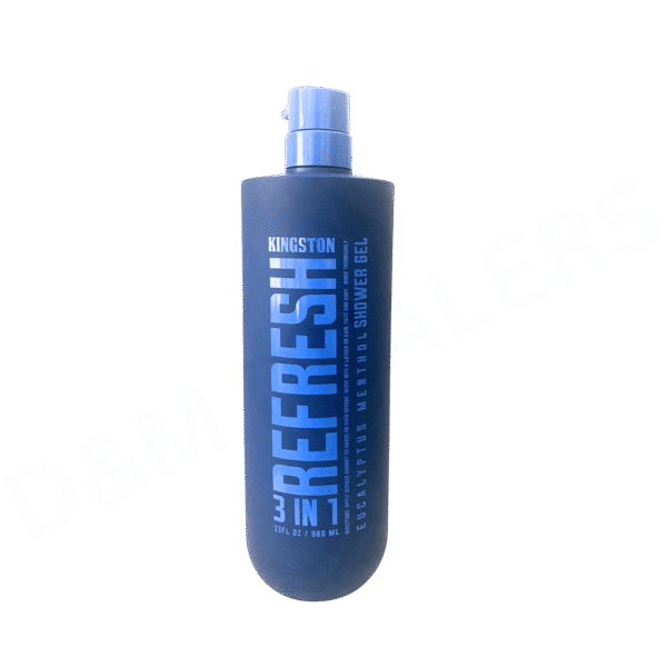 Kingston Refresh eucalyptus menthol shower gel bottle for cooling and energizing body cleansing