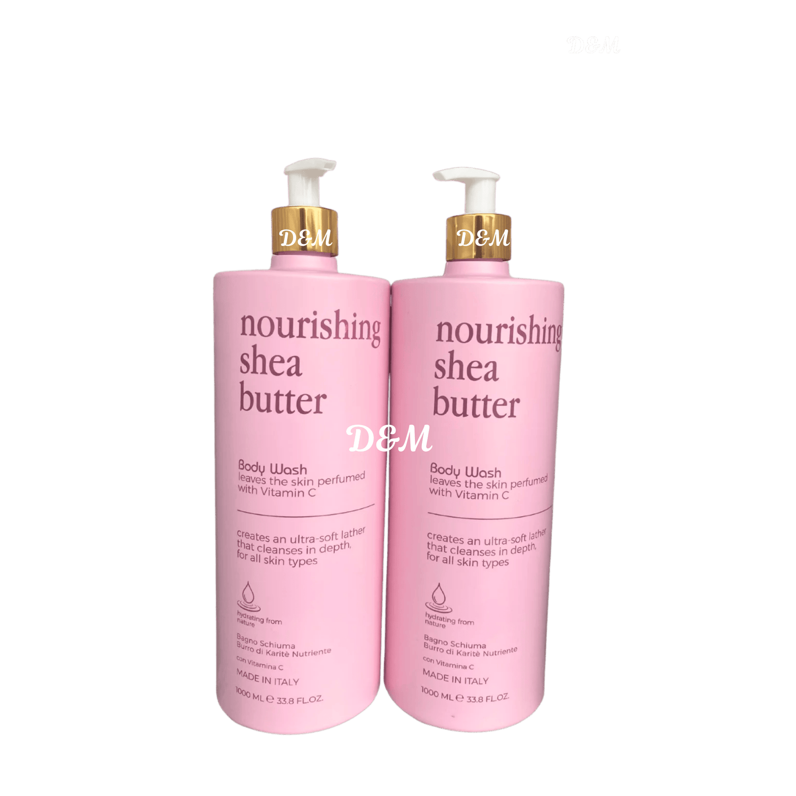 Nourishing Shea Butter Body Wash with vitamin C made in Italy for soft and brighter-looking skin.