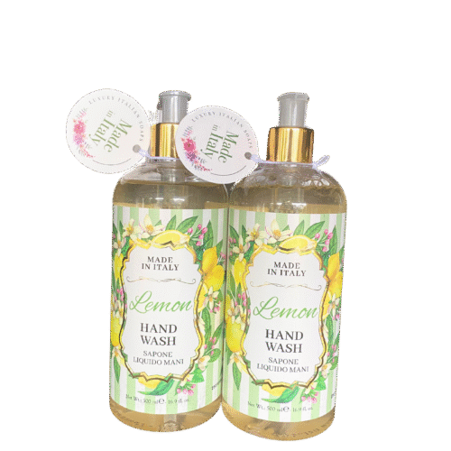 Italian lemon hand wash in bright citrus-themed bottle