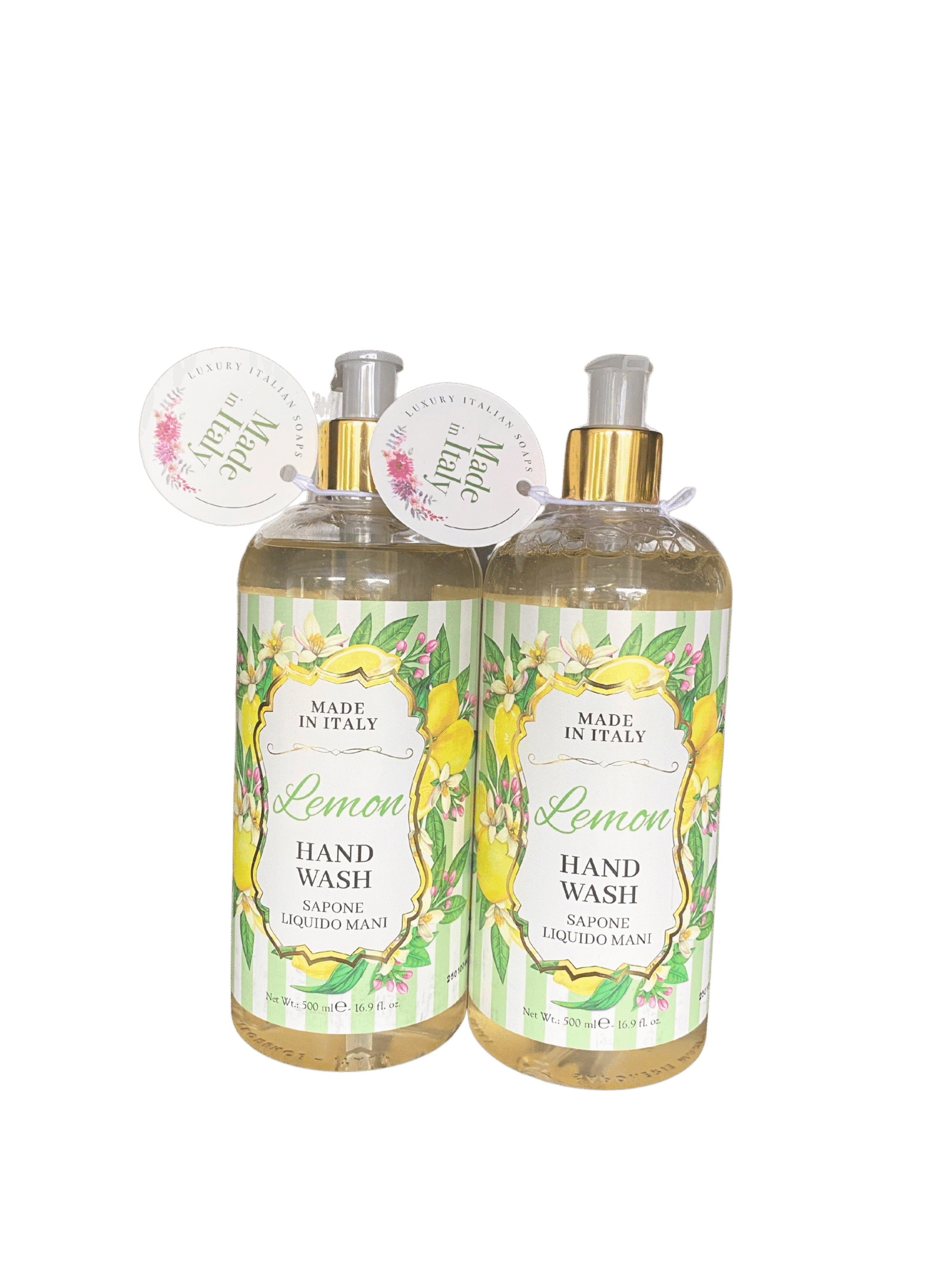 Italian lemon hand wash in bright citrus-themed bottle