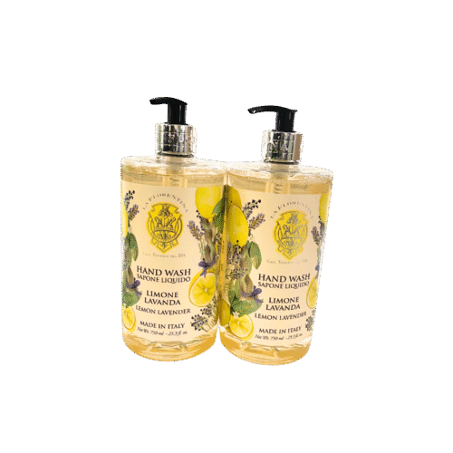 La Florentina Lemon Lavender Hand Wash 2-pack in elegant Italian floral packaging