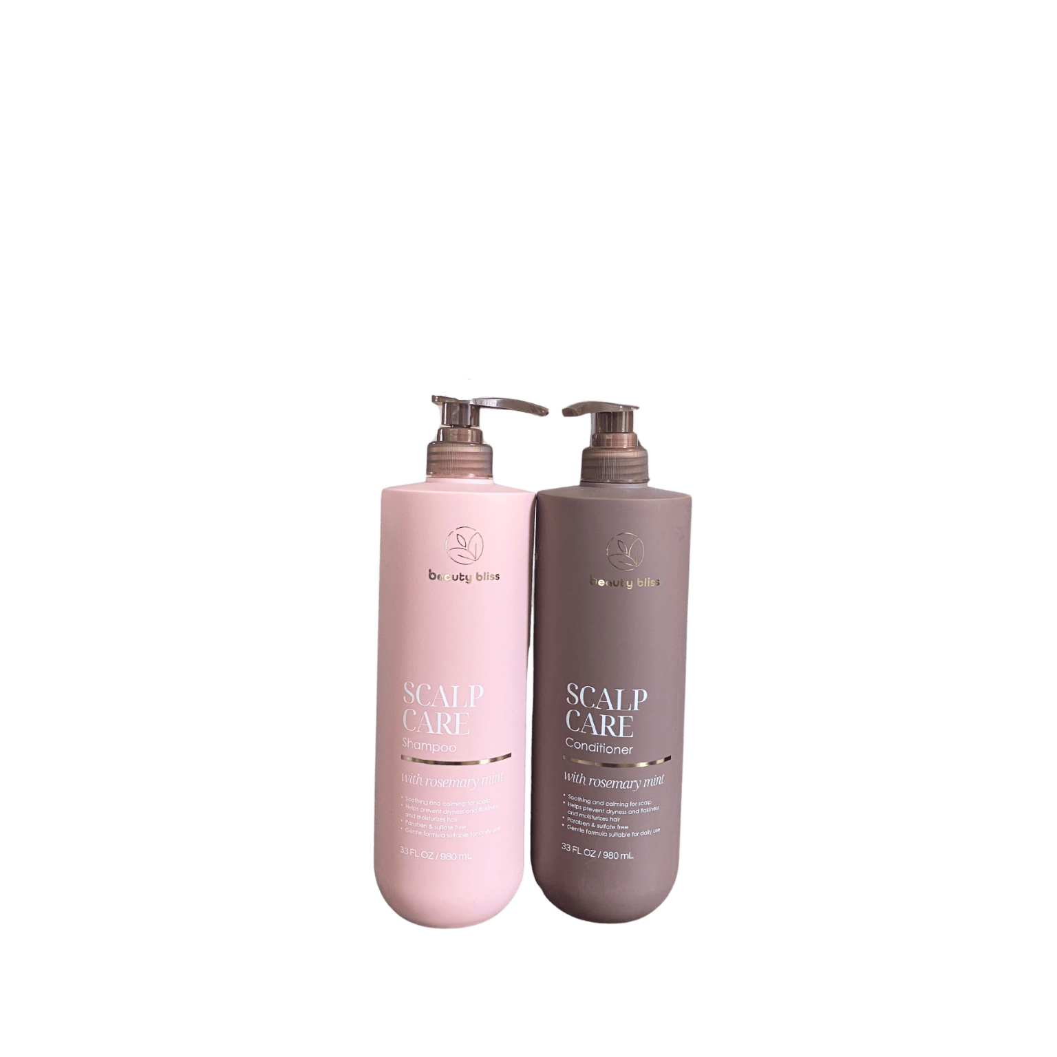 Beauty Bliss Scalp Care Shampoo and Conditioner Set with Rosemary and Mint – Herbal Hair Treatment