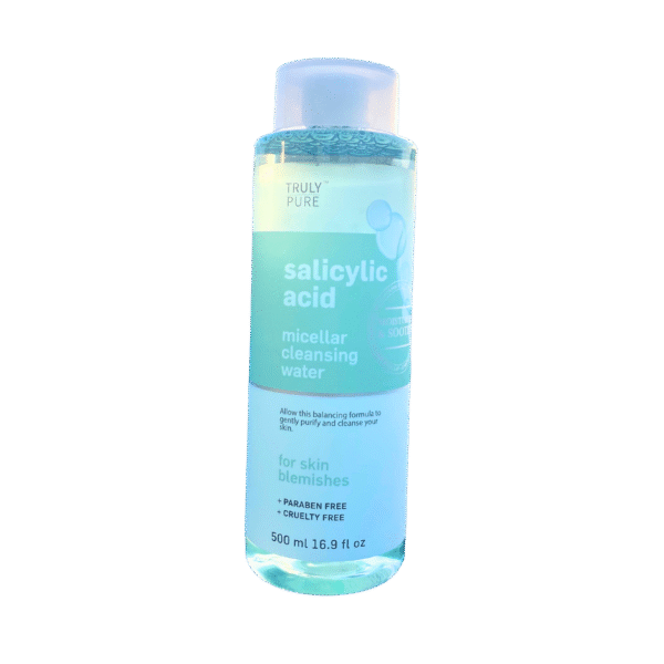 Truly Pure Salicylic Acid Micellar Cleansing Water – gentle, no-rinse facial cleanser for clear and balanced skin