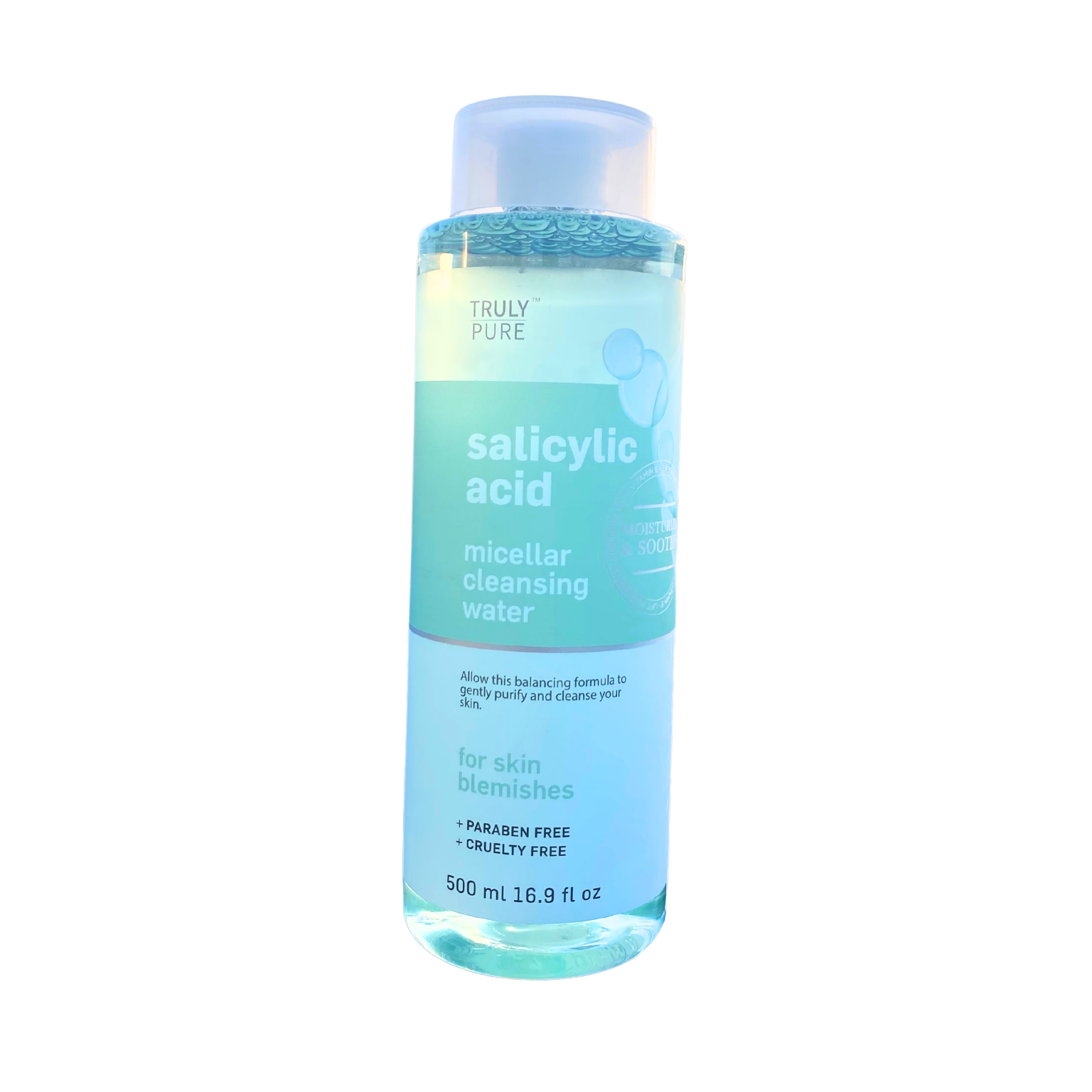 Truly Pure Salicylic Acid Micellar Cleansing Water – gentle, no-rinse facial cleanser for clear and balanced skin
