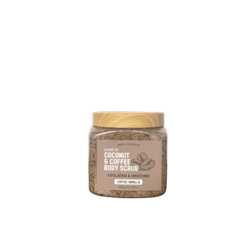 Coconut and coffee body scrub in coffee vanilla scent for exfoliating and glowing skin