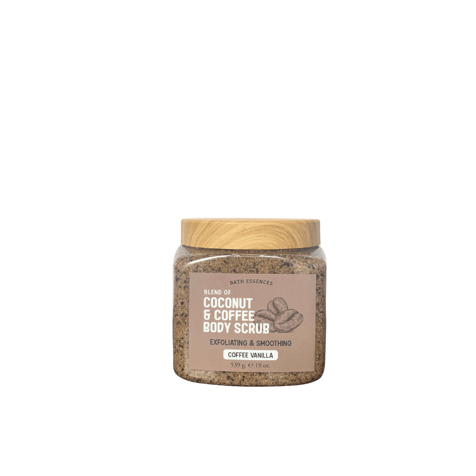 Coconut and coffee body scrub in coffee vanilla scent for exfoliating and glowing skin