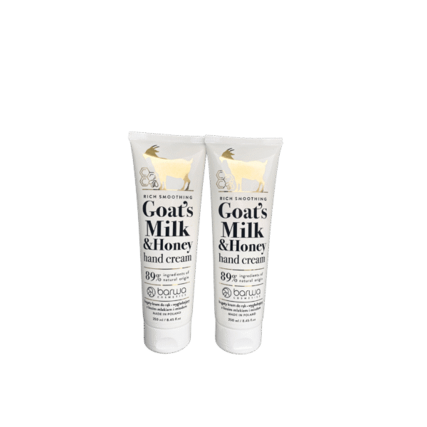 Goat’s Milk and Honey Hand Cream tube on a white background – Made in Poland