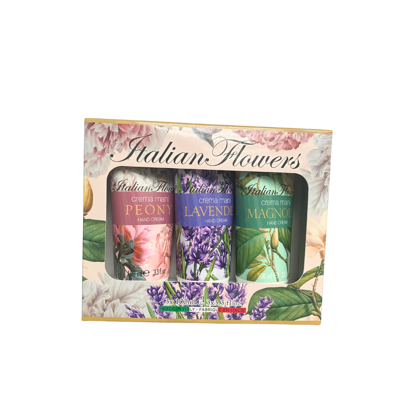 Italian Flowers Hand Cream Trio – Peony, Lavender & Magnolia – Nourishing Floral Skincare Gift Set from Italy