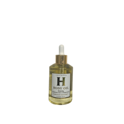 Lustreva Restoring Body Oil with Hyaluronic Acid and Collagen in Tahitian Coconut for glowing skin