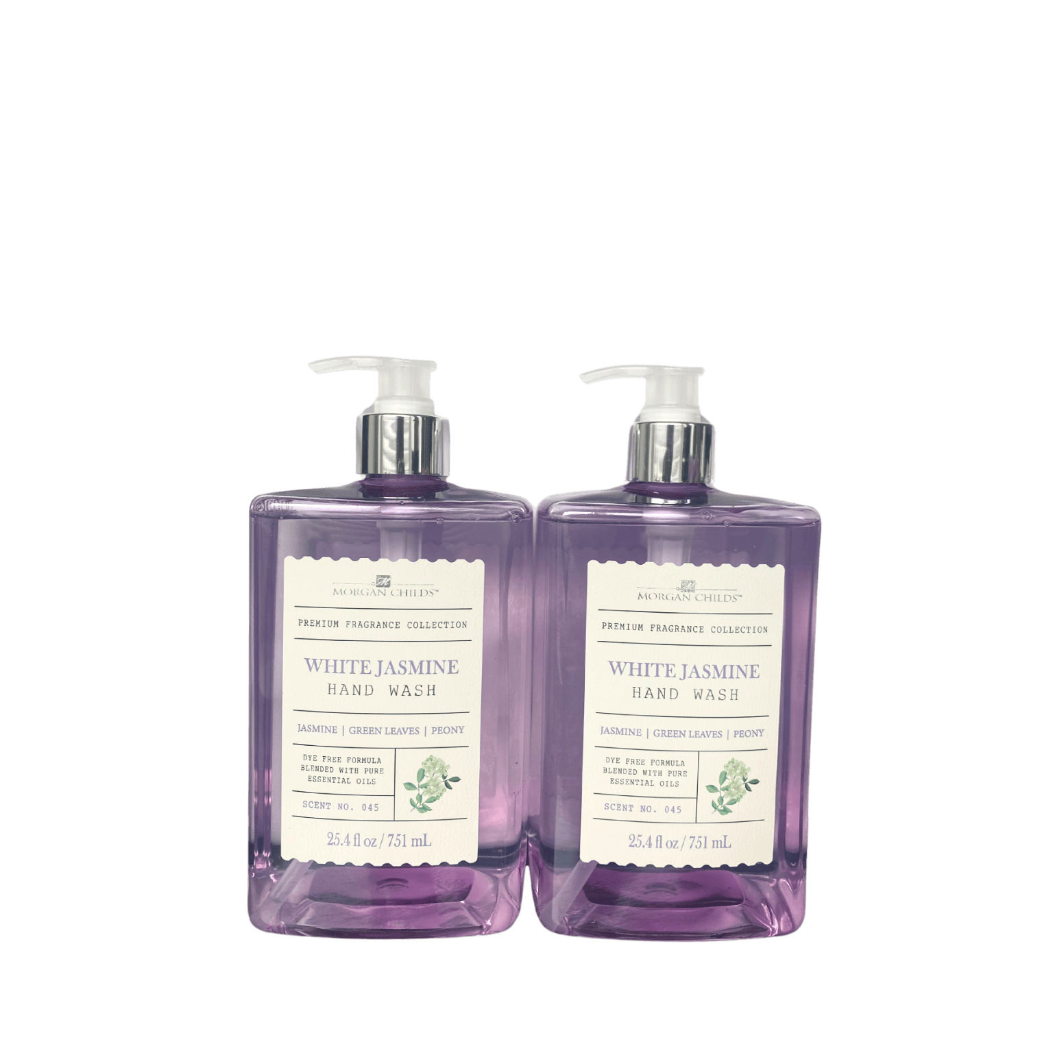 Morgan Childs White Jasmine Hand Wash 2-pack with jasmine, green leaf, and peony