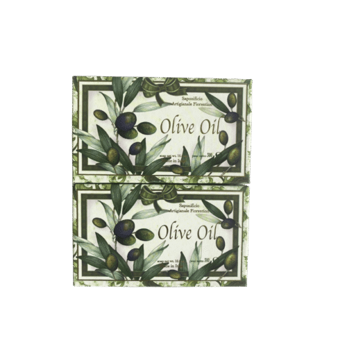 Two artisan olive oil soap bars from Saponificio Artigianale Fiorentino, made in Italy for nourishing and moisturizing the skin.