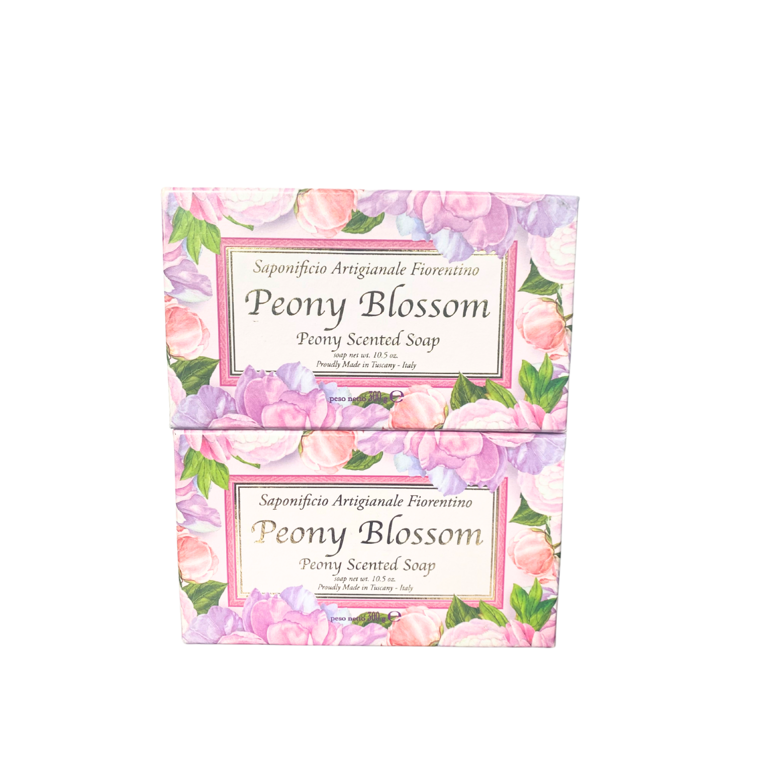 Peony Blossom soap bar 2-pack handmade in Tuscany, Italy