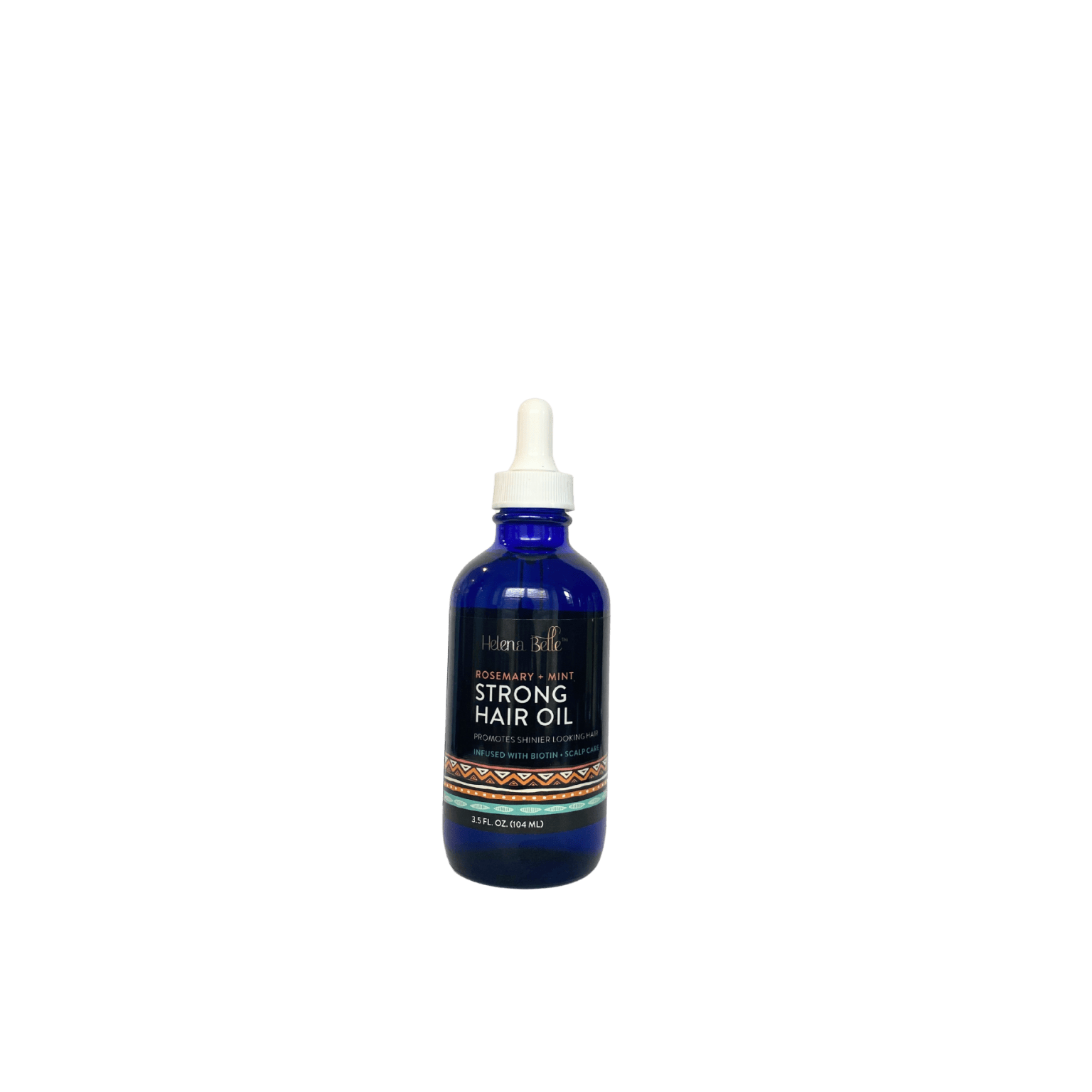 Helena Belle Rosemary + Mint Strong Hair Oil bottle—strengthening hair oil with Biotin for growth, scalp refresh, and breakage repair.