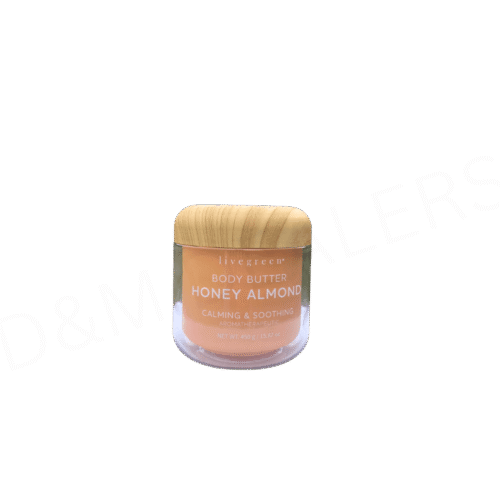 Olive-Green Honey Almond Calming Body Butter in a jar