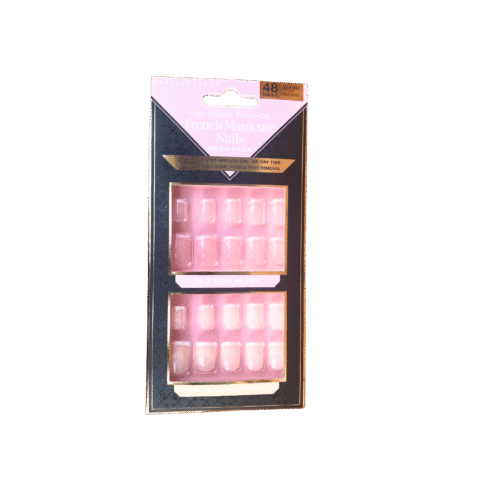 Pearl Essence One Minute Press On French Manicure Nails in Pink Blush & Nearly Nude, mega pack of 48 short rounded nails