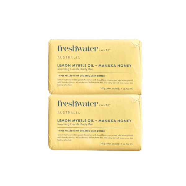 Freshwater Farm Lemon Myrtle Oil and Manuka Honey Soap Bars – Natural Twin Pack