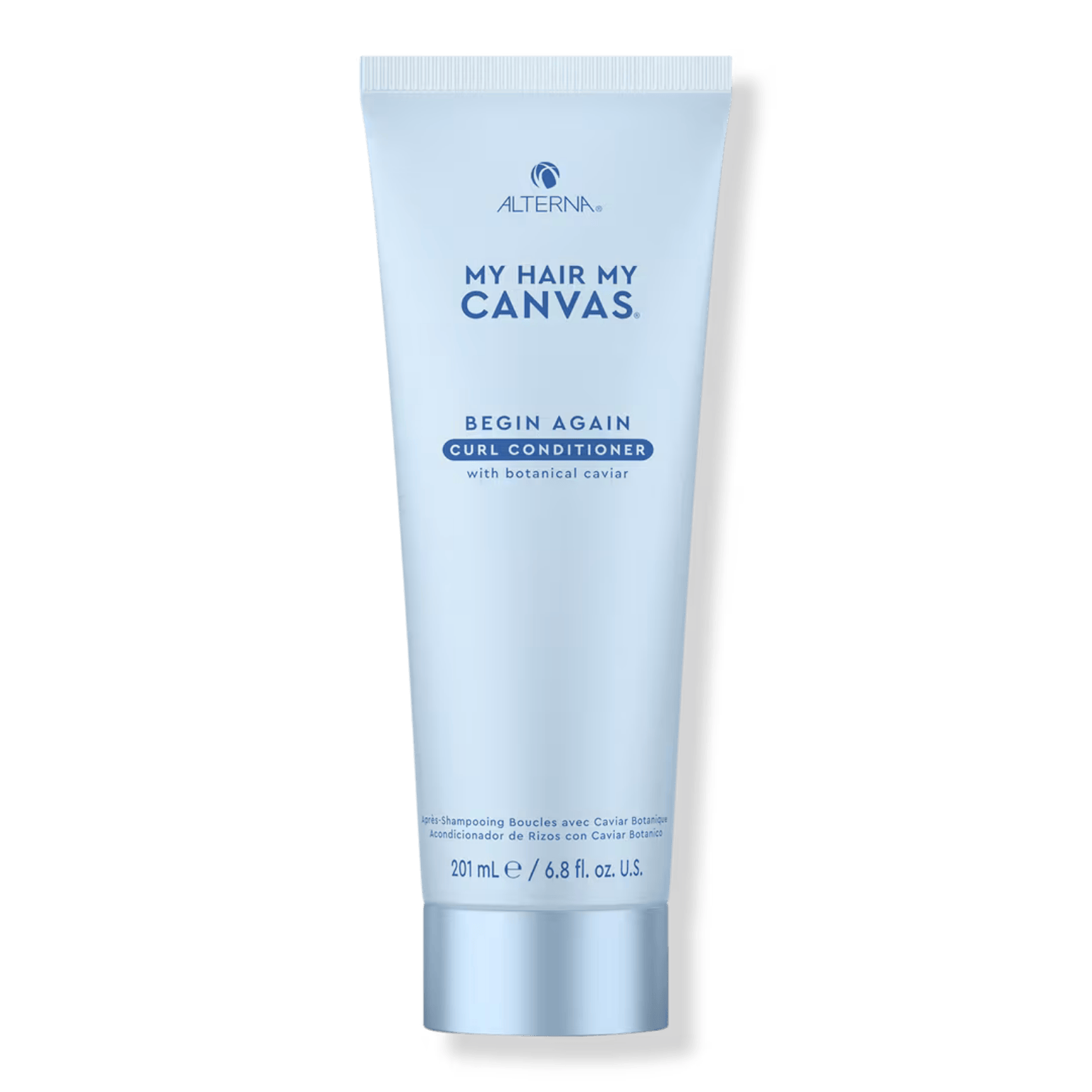 Alterna My Hair Canvas Begin Again Curl Conditioner with botanical caviar for hydrating, defining, frizz control, and enhancing natural curls.