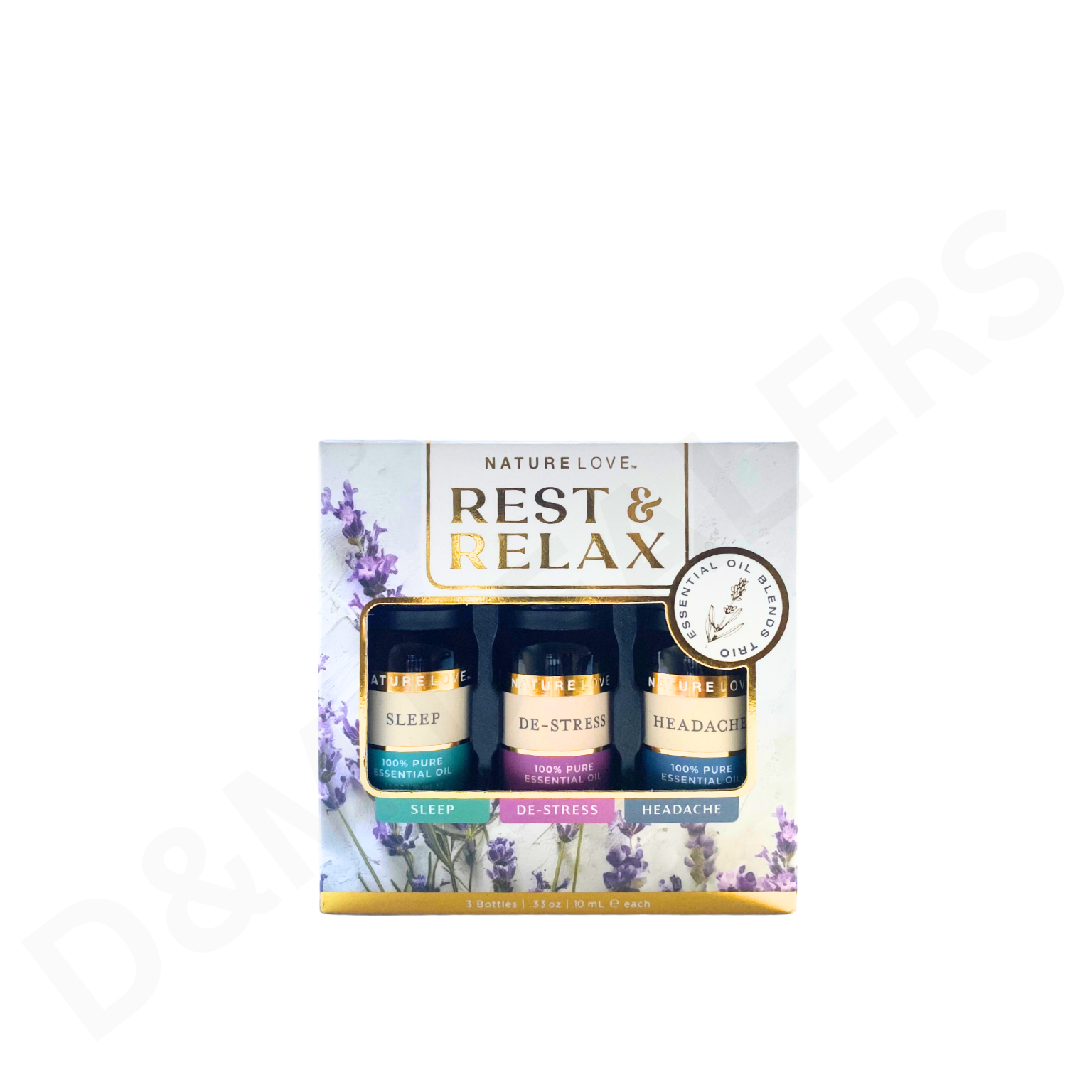 Nature Love Rest & Relax Pure Essential Oil Trio featuring Sleep, De-Stress, and Headache