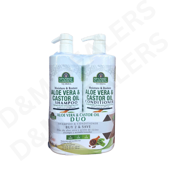 Spanish Garden Aloe Vera & Castor Oil Shampoo & Conditioner Set – Moisture & Restore