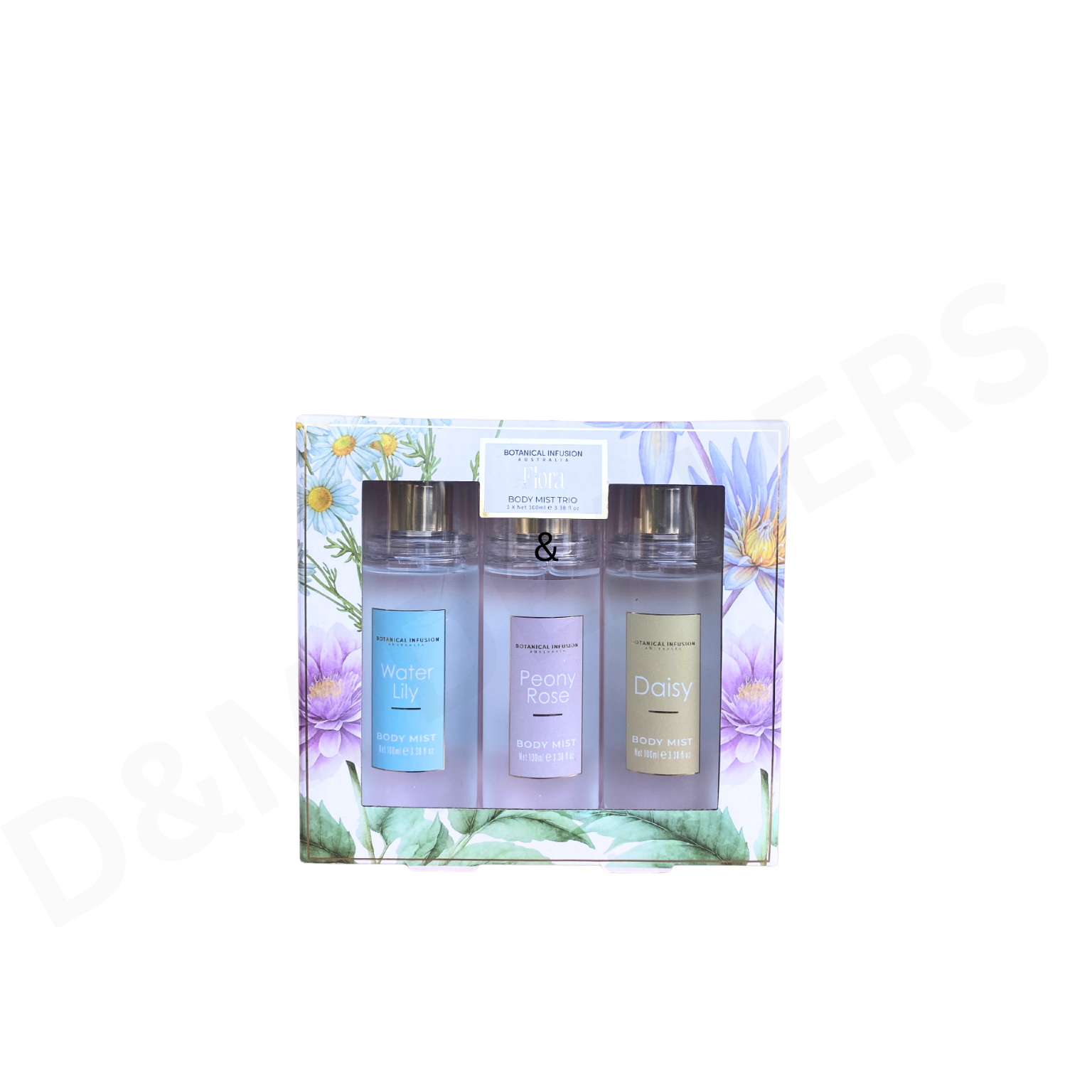 Botanical Infusion Flora Body Mist Trio with water lily, peony rose and daisy