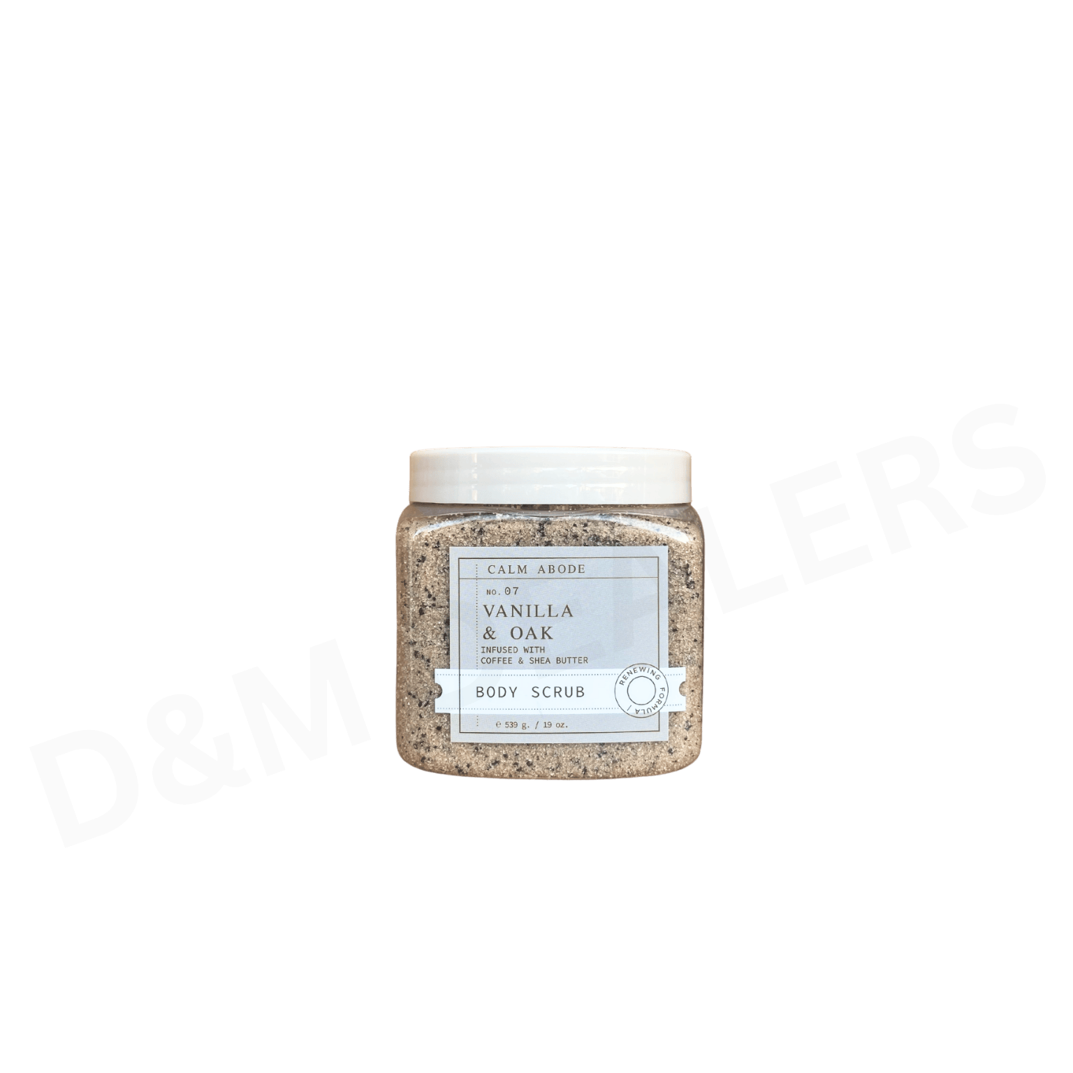 Calm Abode Vanilla & Oak Body Scrub infused with coffee and shea butter