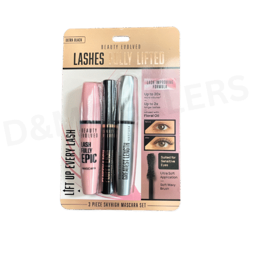 Beauty Evolved Lashes Fully Lifted 3-Piece Skyhigh Mascara Set – Ultra Black, Suitable for Sensitive Eyes