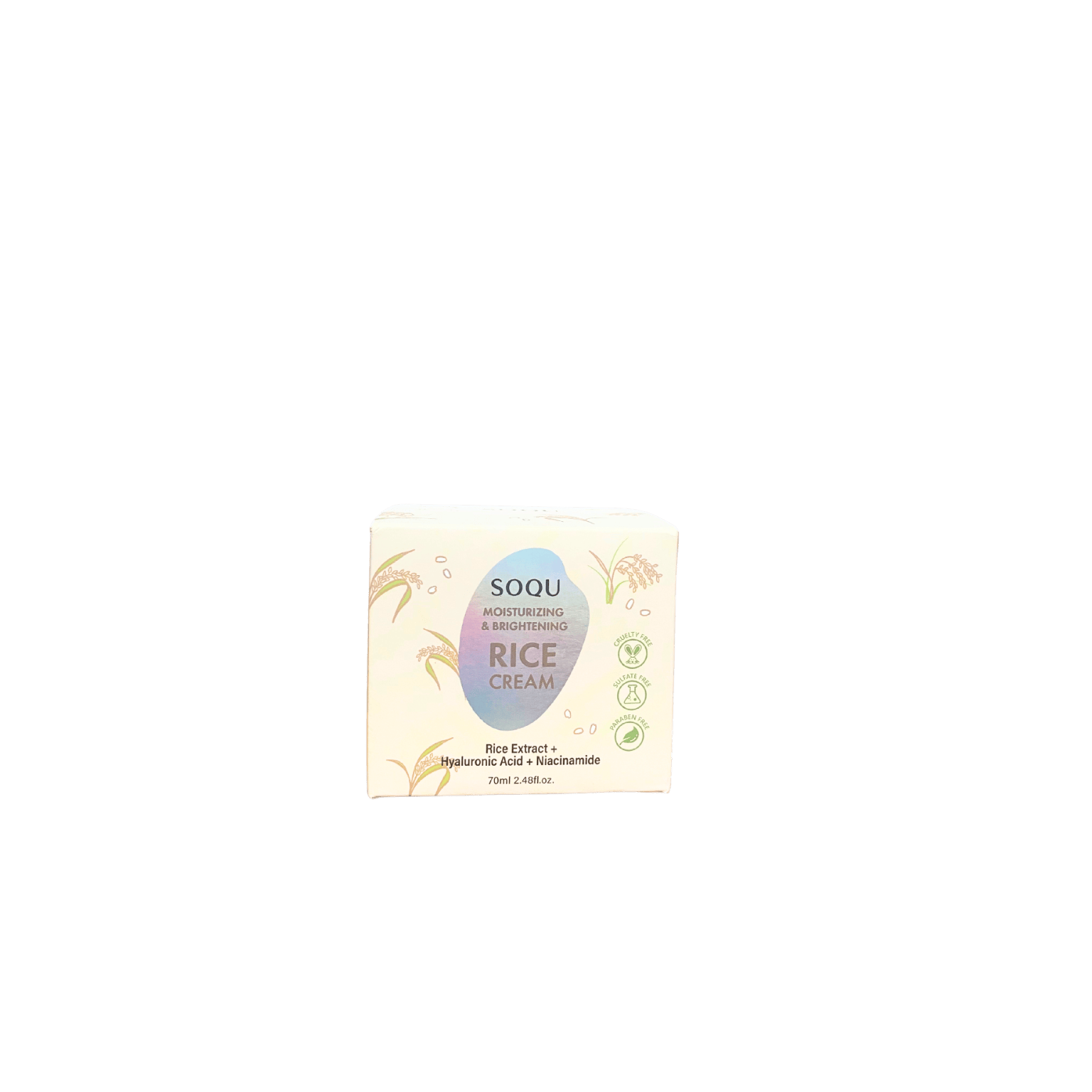 SOQU Moisturizing & Brightening Facial Rice Cream with Hyaluronic Acid and Niacinamide