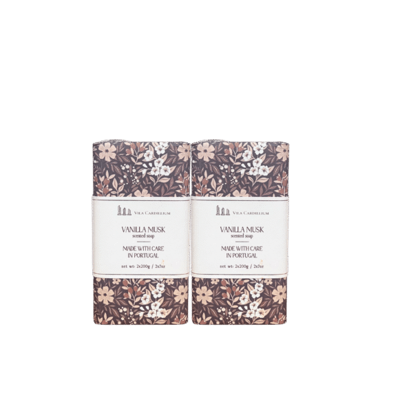 Vanilla musk soap bars Website-2 Vila Cardilium Vanilla Musk Scented Soap Bars made in Portugal with warm vanilla and musk fragrance