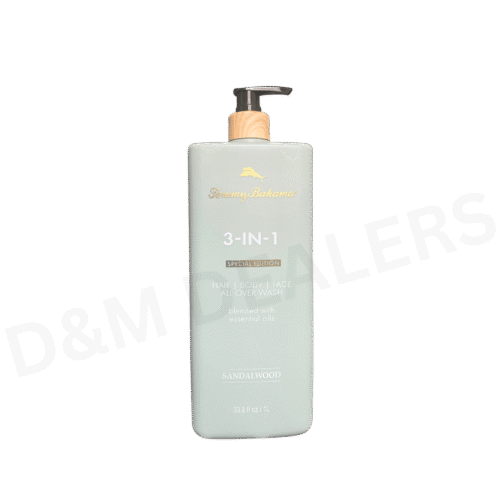 Tommy Bahama 3-IN-1 Hair, Body, and Face Wash with sandalwood and essential oils for men.