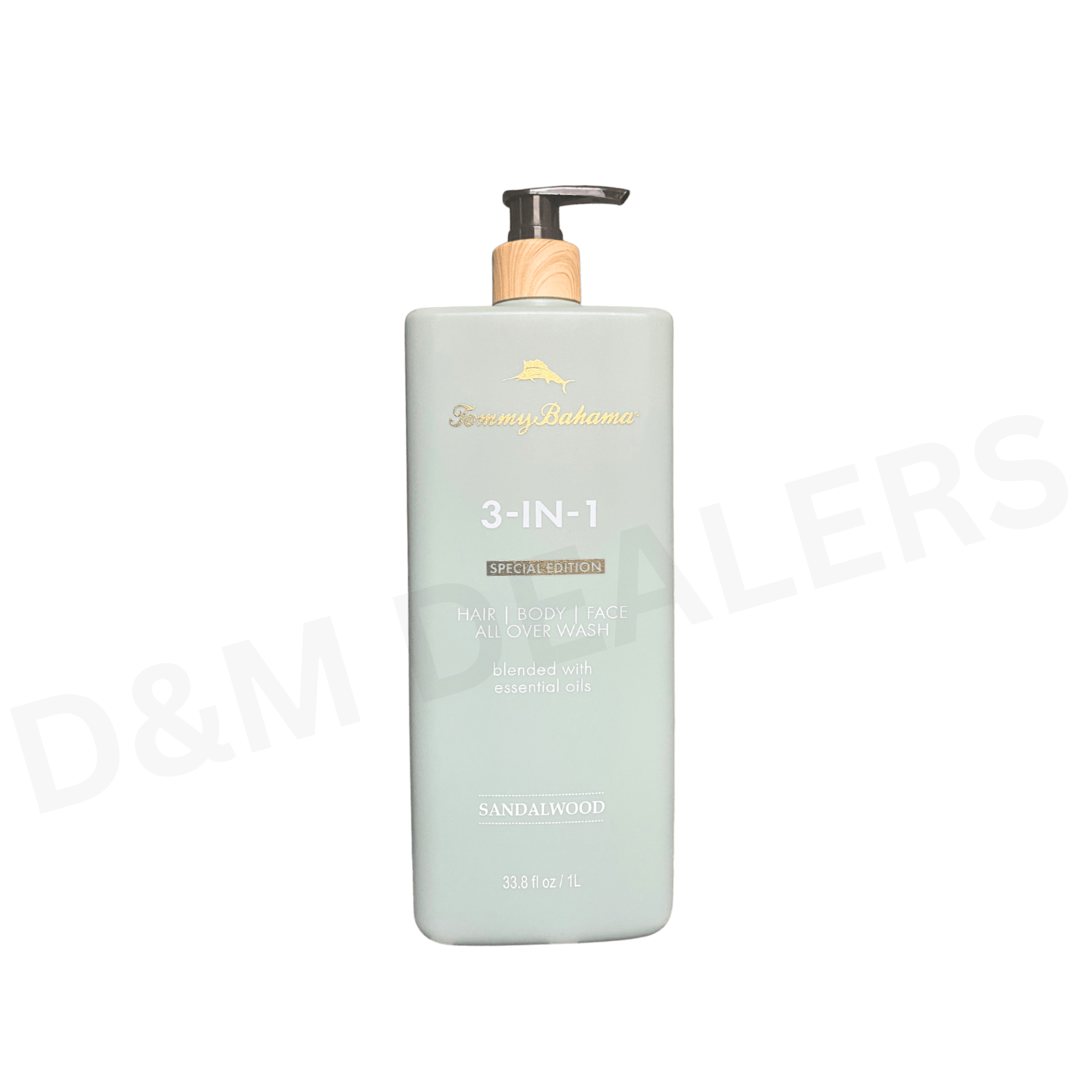 Tommy Bahama 3-IN-1 Hair, Body, and Face Wash with sandalwood and essential oils for men.