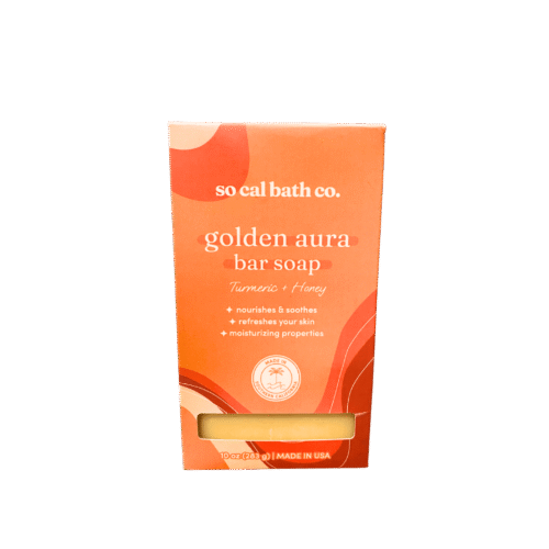 So Cal Bath Co Golden Aura turmeric and honey bar soap for brightening and nourishing skin