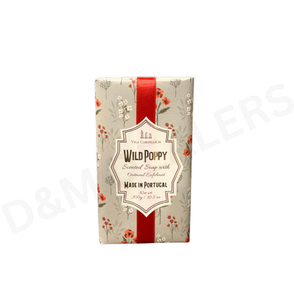 Vila Cardillium Wild Poppy scented soap bar with oatmeal exfoliant made in Portugal