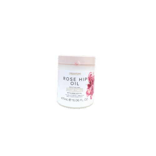 Creightons moisturizing body butter with rosehip oil made in England for soft smooth hydrated skin