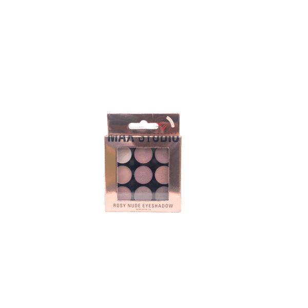 Max Studio rosy nude eyeshadow palette with neutral pink shades for everyday makeup looks