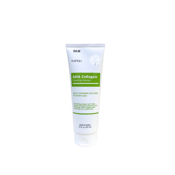 SAPEIO AHA collagen foaming cleanser made in Korea exfoliating hydrating face wash for all skin types