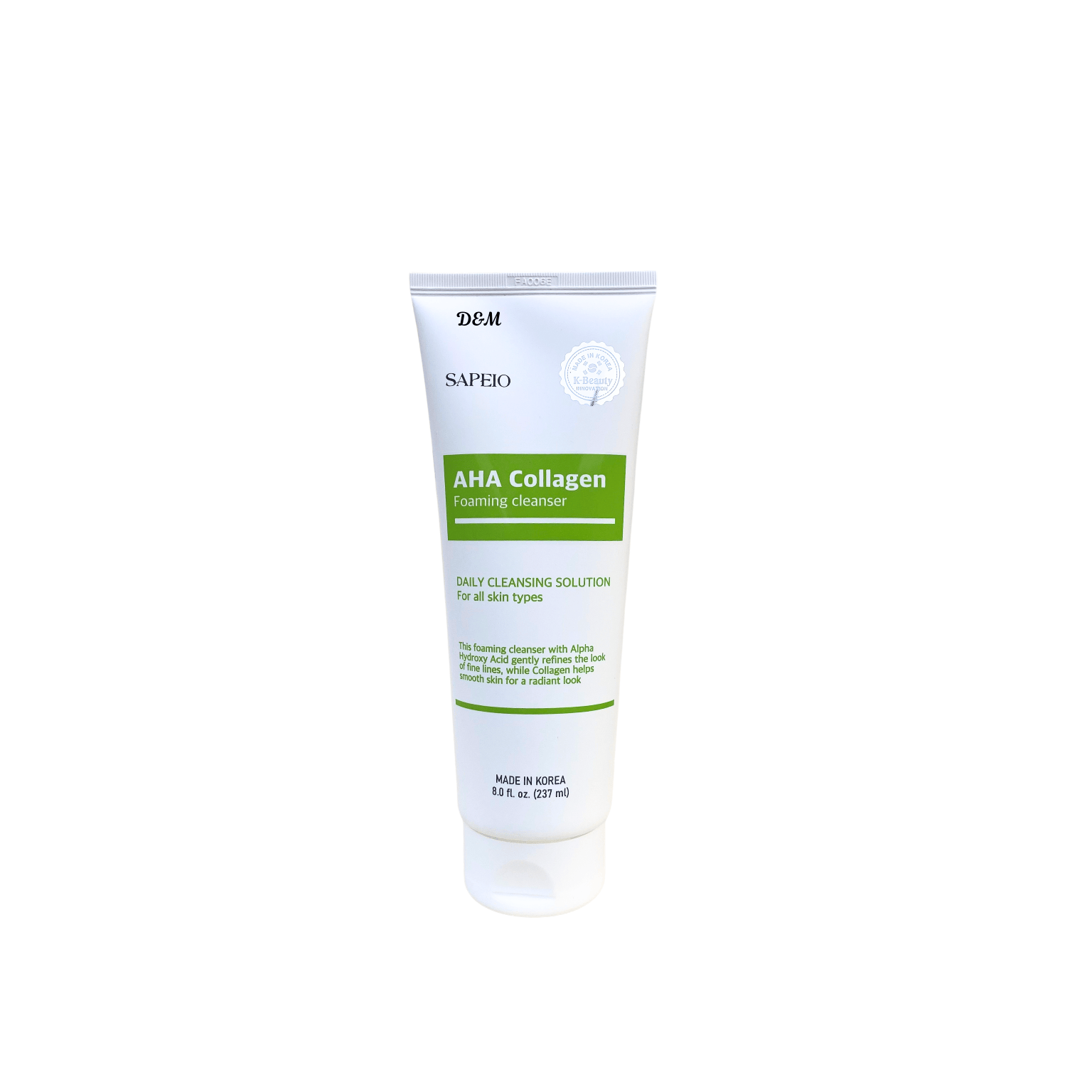 SAPEIO AHA collagen foaming cleanser made in Korea exfoliating hydrating face wash for all skin types