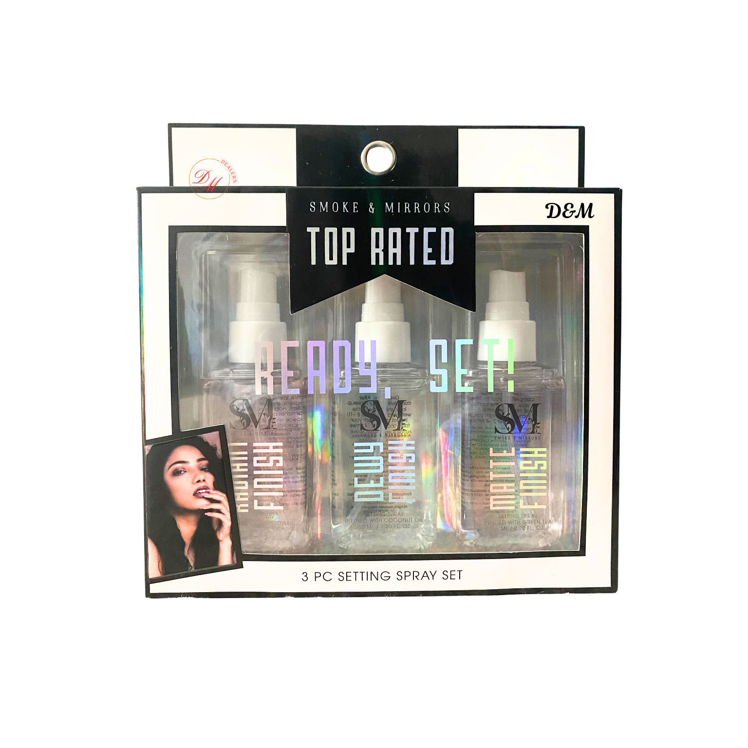 Smoke and Mirrors 3 piece setting spray set radiant dewy and matte finish makeup setting sprays