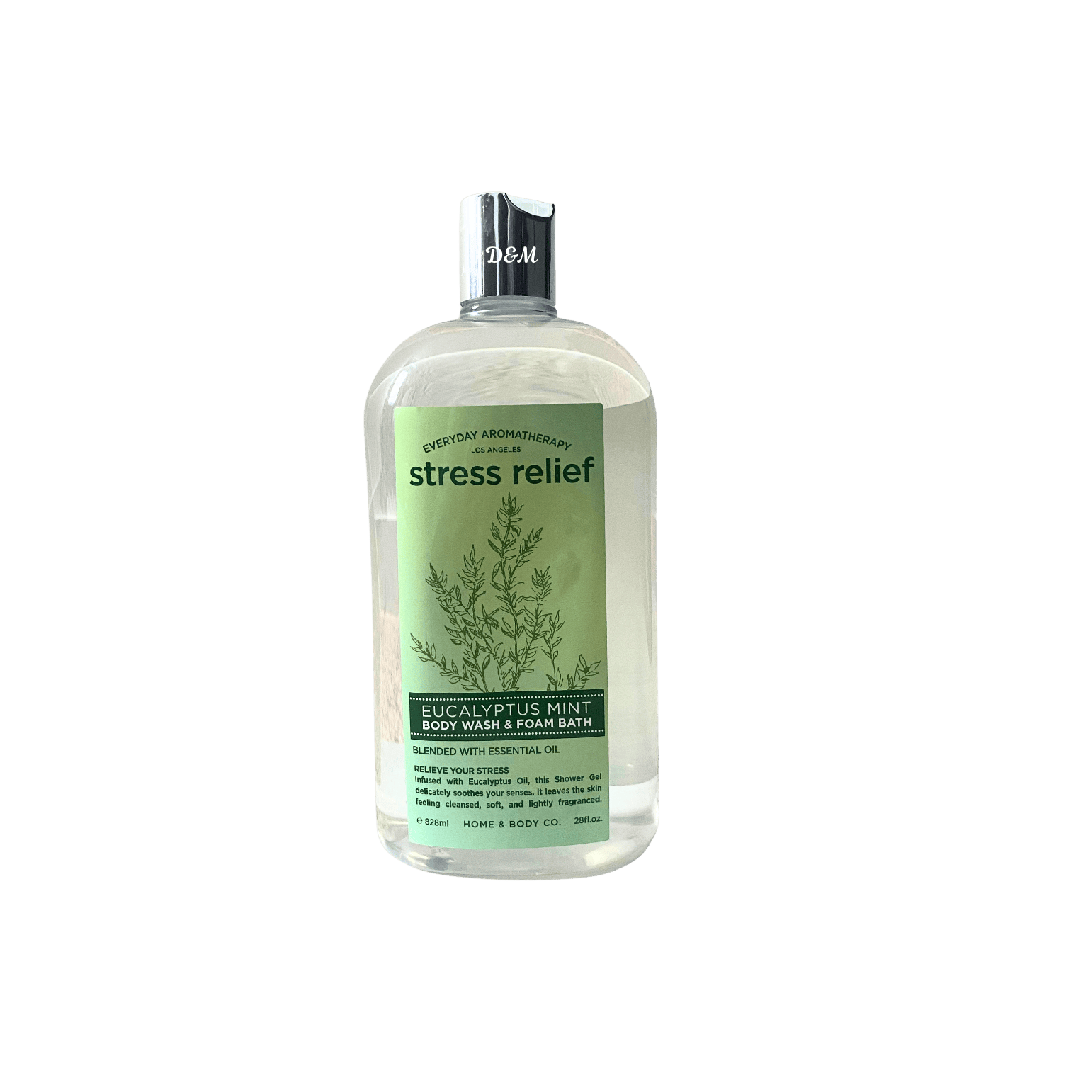 Home & Body Co stress relief eucalyptus mint body wash and foam bath with essential oils refreshing spa inspired cleanser