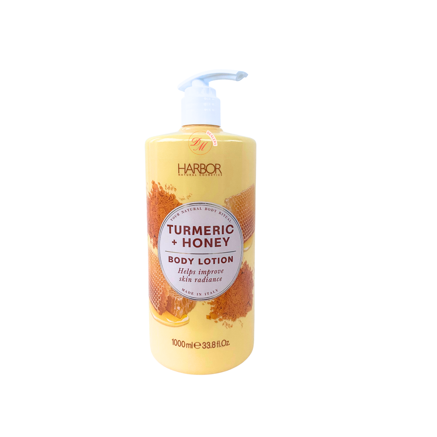 Harbor Natural Cosmetics turmeric honey body lotion hydrating brightening lotion made in Italy for glowing skin